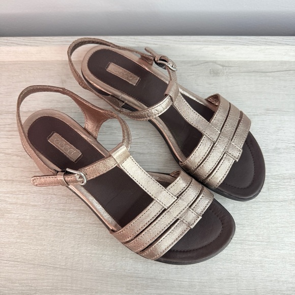 NWOT! Ecco pewter leather strappy sandals size 38 - Picture 11 of 12